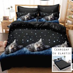 Lenjerie Finet cu 2 Fete, Cearceaf cu Elastic, 6 Piese #FE314