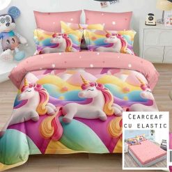 Lenjerie Finet cu 2 Fete, Cearceaf cu Elastic, 6 Piese #FE317