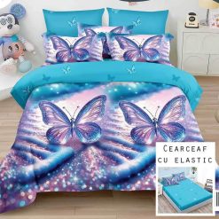 Lenjerie Finet cu 2 Fete, Cearceaf cu Elastic, 6 Piese #FE318