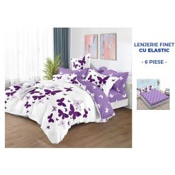 Lenjerie Finet cu 2 Fete, Cearceaf cu Elastic, 6 Piese #FE44