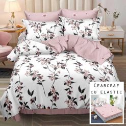Lenjerie Finet cu 2 Fete, Cearceaf cu Elastic, 6 Piese #FE272