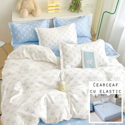 Lenjerie Finet cu 2 Fete, Cearceaf cu Elastic, 6 Piese #FE278