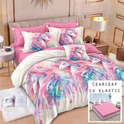 Lenjerie Finet cu 2 Fete, Cearceaf cu Elastic, 6 Piese #FE281