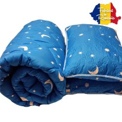 SET Pilota Albastra Luna si Stele 200x210 + 2 Perne 50x70